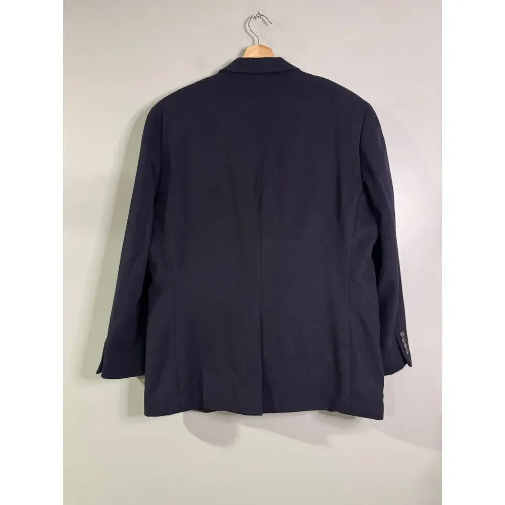 LAUREN Ralph Lauren 100% camel hair navy two button blazer size 44R